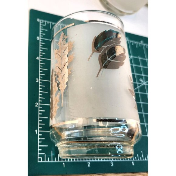 Vintage Libbey Silver Foliage Glasses Set Of 7 Frosted Tumblers With Metallic Le - Picture 3 of 5